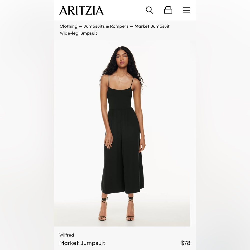 Aritzia Wilfred Market Jumpsuit Black Size Small